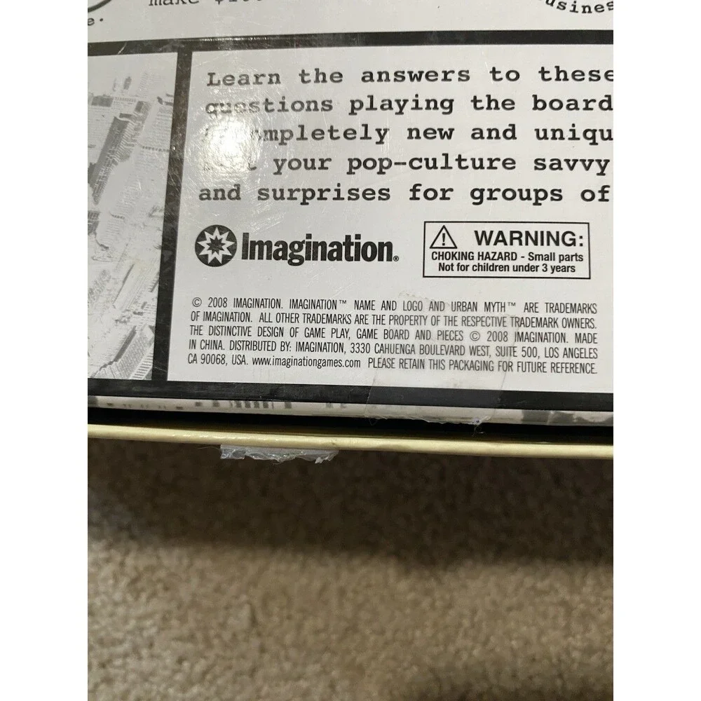 2008 Urban Myth Board Game Imagination Nearly complete Replacement